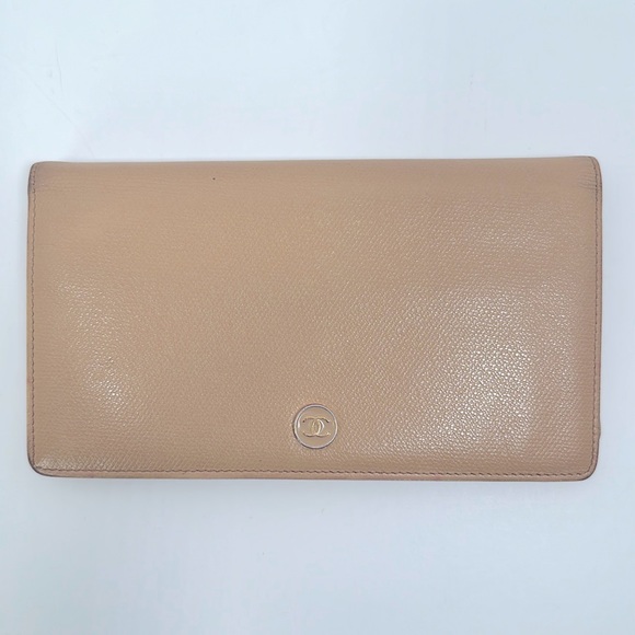 Authentic CHANEL COCO Mark Bi-fold Long Wallet- Beige - Picture 2 of 14